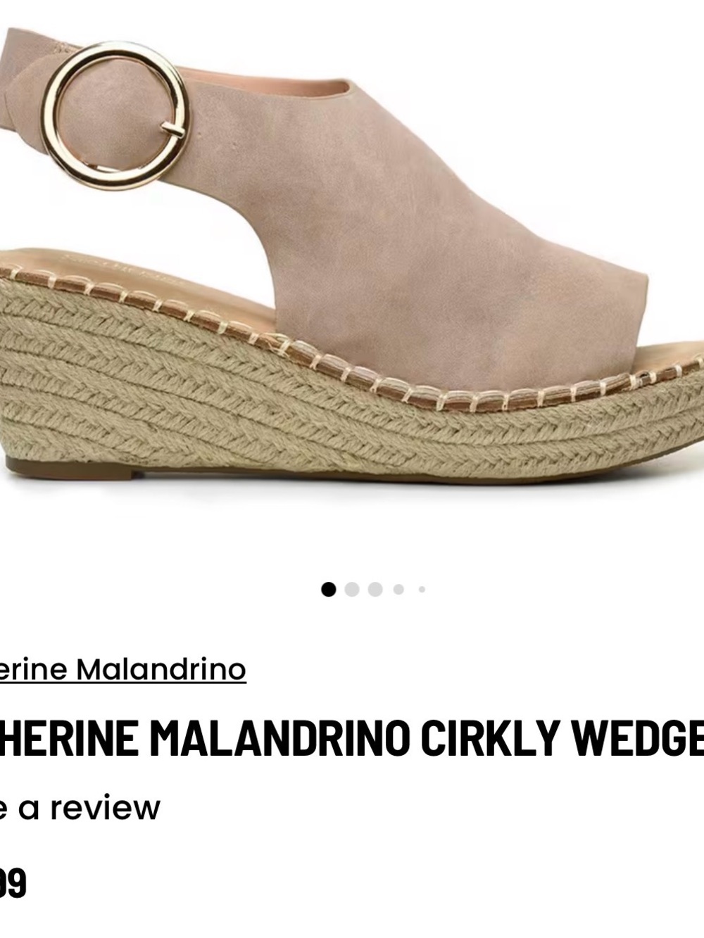 Catherine Malandrino Blush Taupe Espadrille Wedge with Gold Buckle